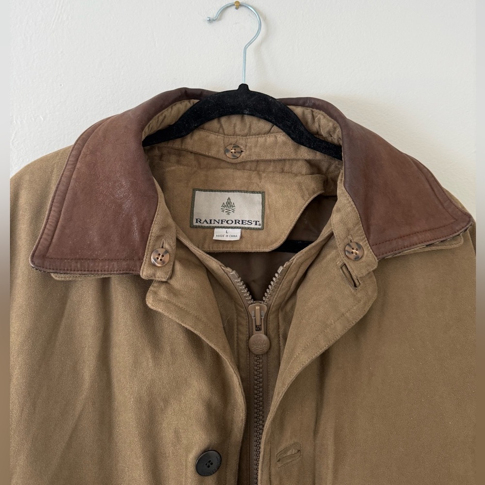 RAINFOREST Mens Size L Tan (2in1) Down Coat Leather Collar Military Field Jacket - Picture 6 of 16